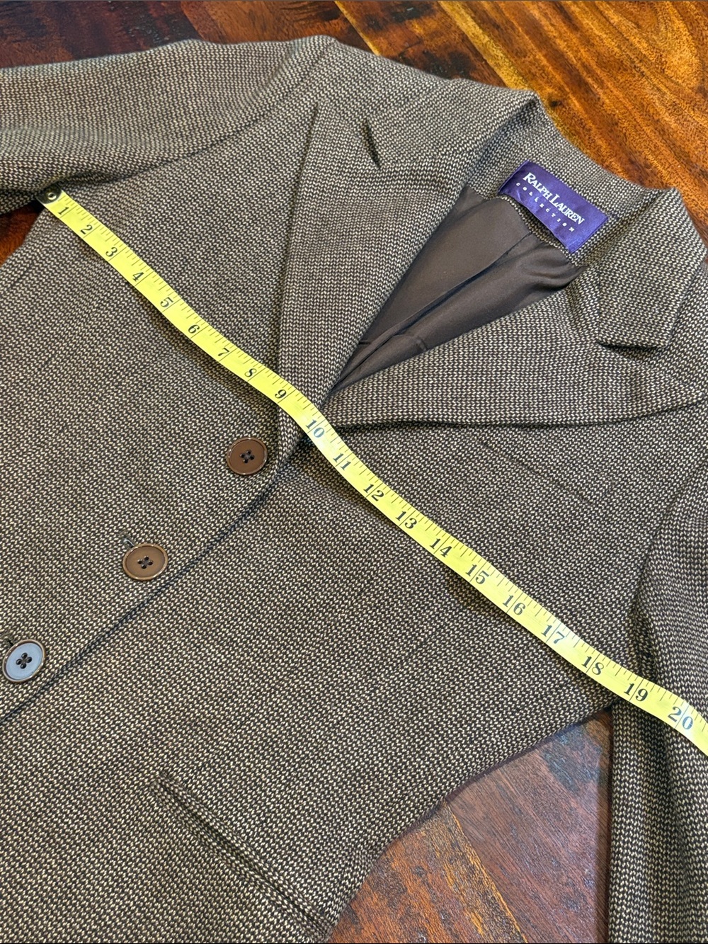 Vintage Ralph Lauren Collection 90s Brown Tweed Blazer Jacket Small / Medium - Picture 9 of 11